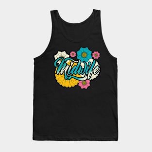 Doula Midwifery Flowers Baby Catcher Birthing Support Midwife Tank Top